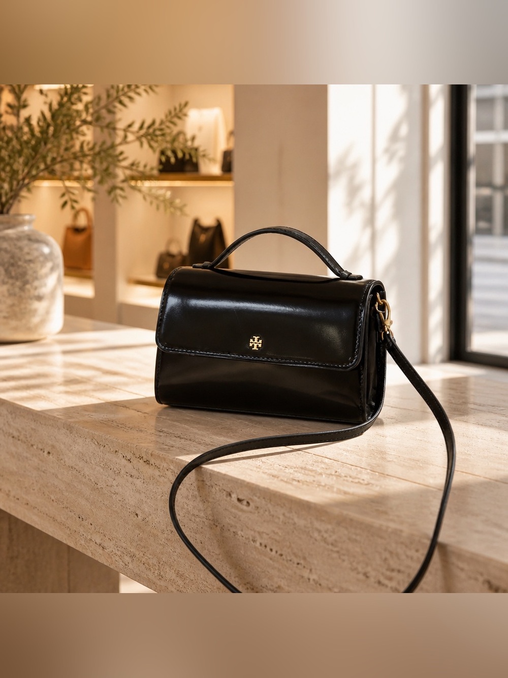 Tory Burch Black Patent Top-Handle Women’s Mini Handbag - Picture 8 of 10